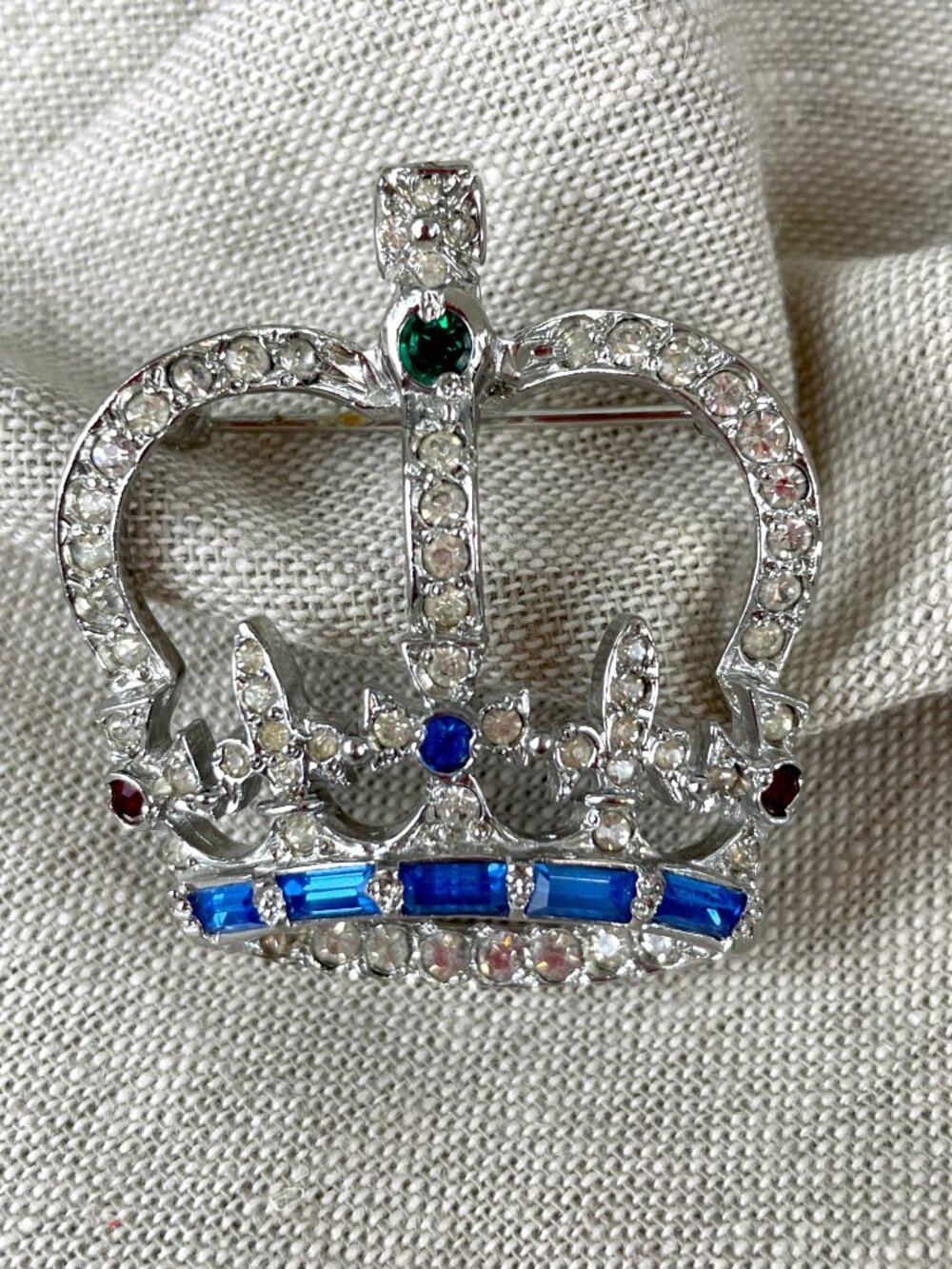 Vintage 1960s Keyes Imperial Crown Rhinestone Brooch Pin Canadian Costume Jewels